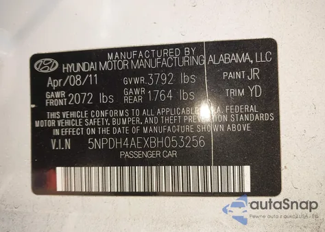 2011 Hyundai Elantra Limited z USA, uszkodzony, nr VIN 5NPDH4AEXBH053256